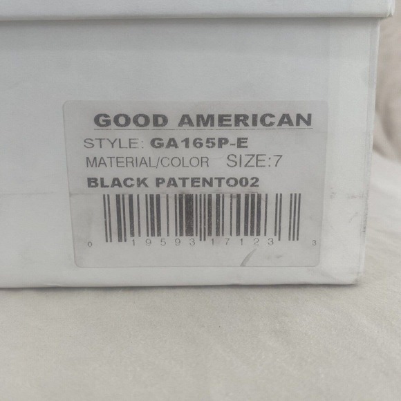 Good American Ankle Boot Women's 7 Black Patent Leather Square Toe Square Heel - Picture 8 of 8